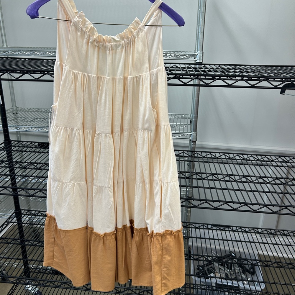 Moodie Beige and Cream Dress
